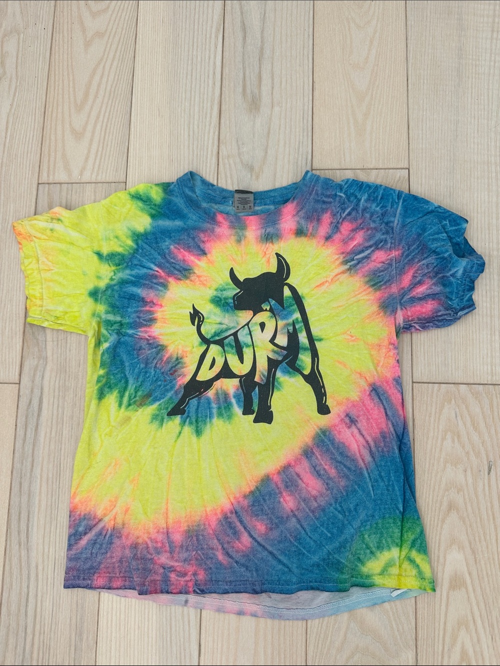 Kids Neon Tie-Dye Bull Graphic Tee - Multicolor Durm